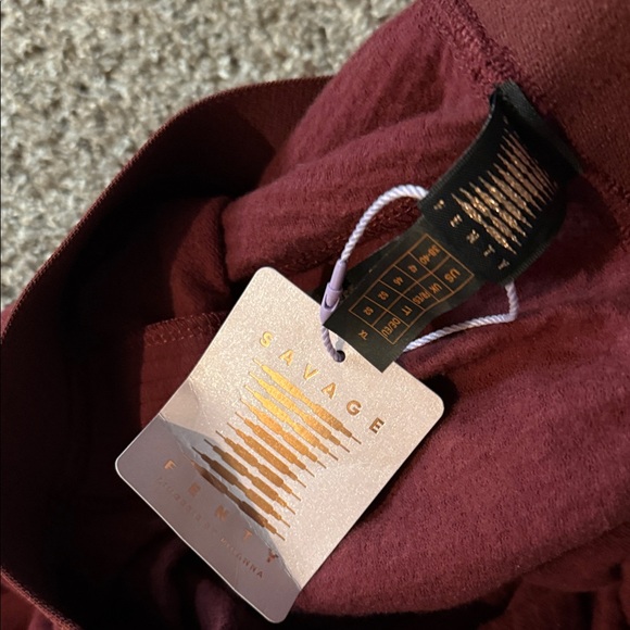 Savage X Fenty Maroon Ribbed Apparel pajama set XL - Picture 4 of 7